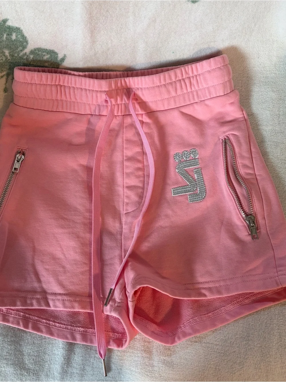 Shane Justin Pink Girls' Short-Sleeve zip up and matching shorts set